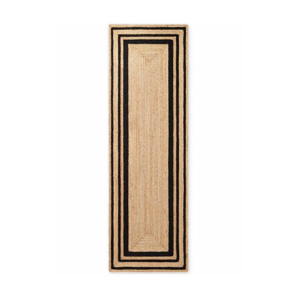 Čierny/v prírodnej farbe obojstranný/ručne tkaný jutový behúň 80x250 cm Looma – Hanse Home