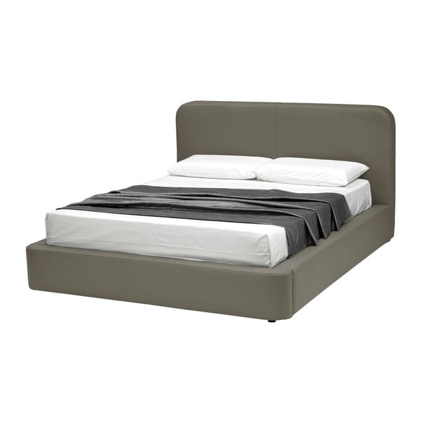 Sivá dvojlôžková posteľ s úložným priestorom a poťahom z koženky 13Casa Pegasus, 160 x 190 cm