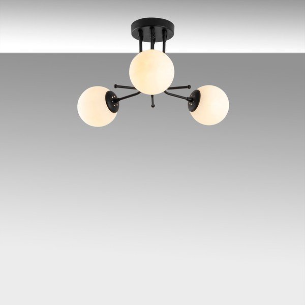 Čierne stropné svietidlo so skleneným tienidlom ø 15 cm Daisy – Opviq lights-image-4