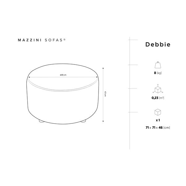 Béžový zamatový puf Mazzini Sofas Debbie, ø 68 cm-image-3