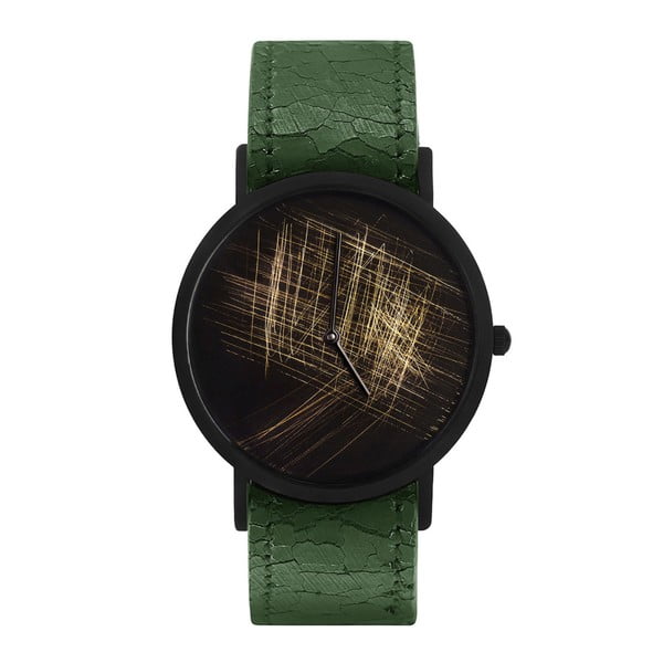 Unisex hodinky so zeleným remienkom South Lane Stockholm Avant Gold Scratch