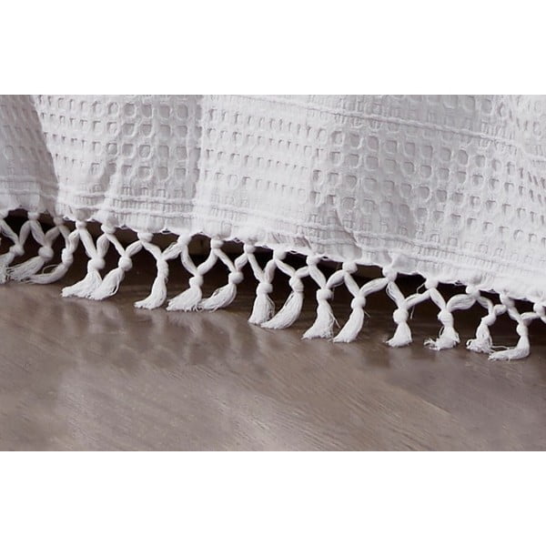 Biely bavlnený pléd na dvojlôžko 220x240 cm Lotus – Mijolnir-image-1