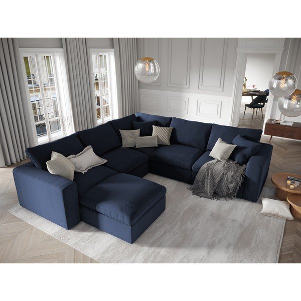Tmavomodrá obojstranná rohová časť modulárnej menčestrovej pohovky Windsor & Co Sofas Galaxy-image-4