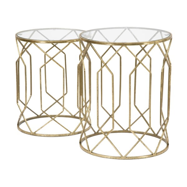 Okrúhle odkladacie stolíky v súprave 2 ks so sklenenou doskou ø 42 cm Tunisi – Mauro Ferretti-image-1