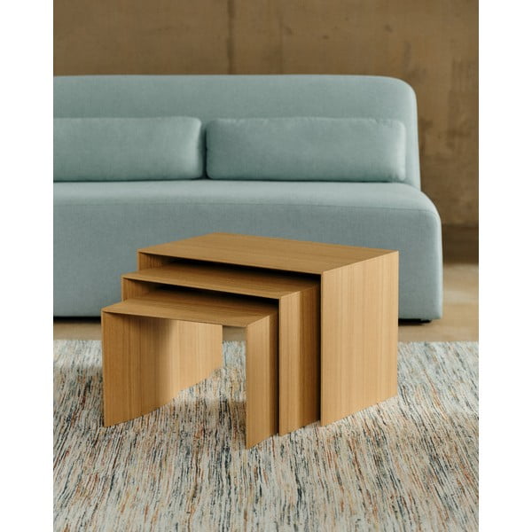 Odkladacie stolíky v súprave 3 ks v dekore duba 40x60 cm Litto – Kave Home-image-4