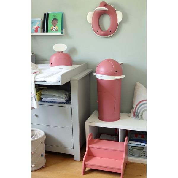 Tmavoružový plastový odpadkový kôš na plienky 25 l Whale – Kindsgut-image-1