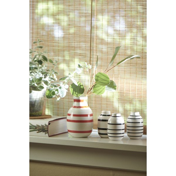 Bielo-červená pruhovaná keramická váza Kähler Design Omaggio, výška 12,5 cm-image-1
