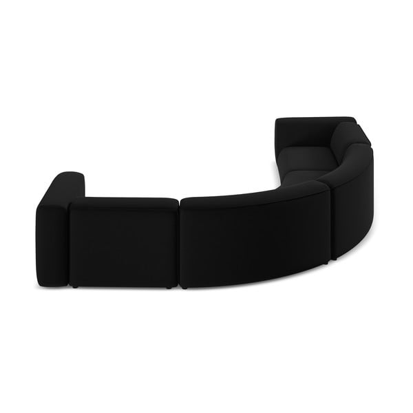 Čierna zamatová rohová pohovka Ekahi – Makamii-image-4