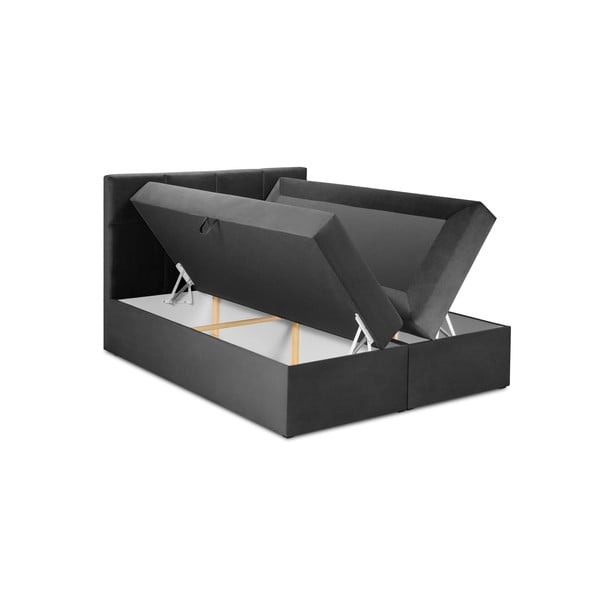 Tmavosivá zamatová dvojlôžková posteľ Mazzini Beds Mimicry, 180 x 200 cm-image-3