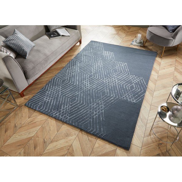 Modrý vlnený koberec Flair Rugs Diamonds, 160 x 230 cm-image-4