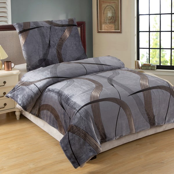 Sivé obliečky z mikroplyšu 200x140 cm Gold Ribbon - My House