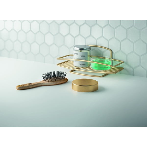 Oceľová kúpeľňová polička v zlatej farbe Onda – Metaltex-image-1