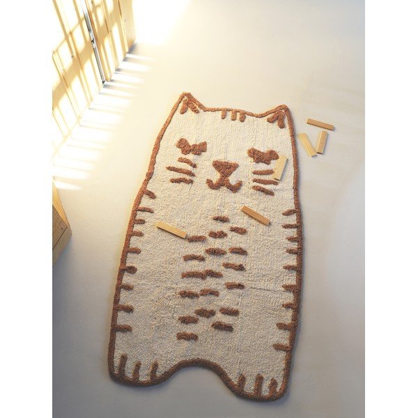 Krémový umývateľný ručne tkaný bavlnený detský koberec 65x120 cm Little Charlie – Nattiot-image-3