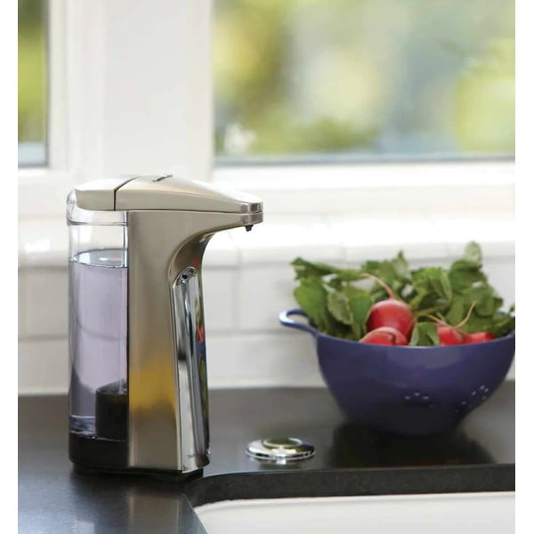 Sivý automatický kovový dávkovač mydla 237 ml - simplehuman-image-1
