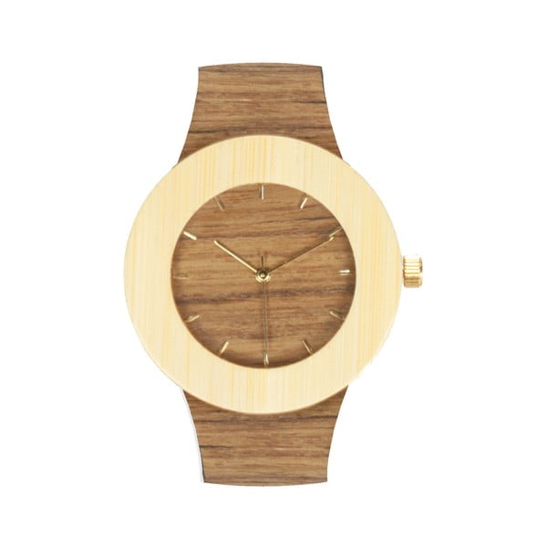Drevené hodinky s hodinovými čiarkami Analog Watch Co. Teak & Bamboo