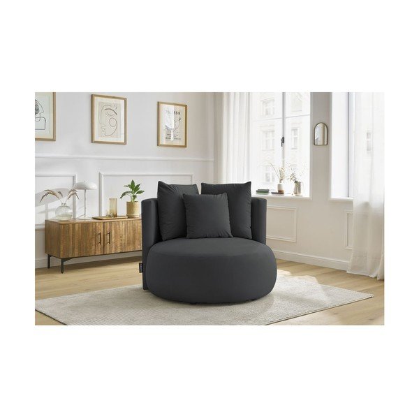 Tmavosivé zamatové kreslo Cesar – Bobochic Paris-image-1