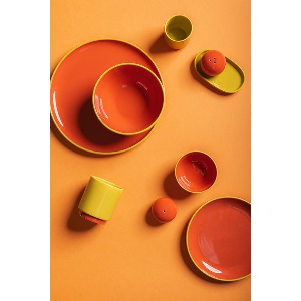 Zelený/oranžový dezertný kameninový tanier ø 18 cm Duo – ONA-image-1