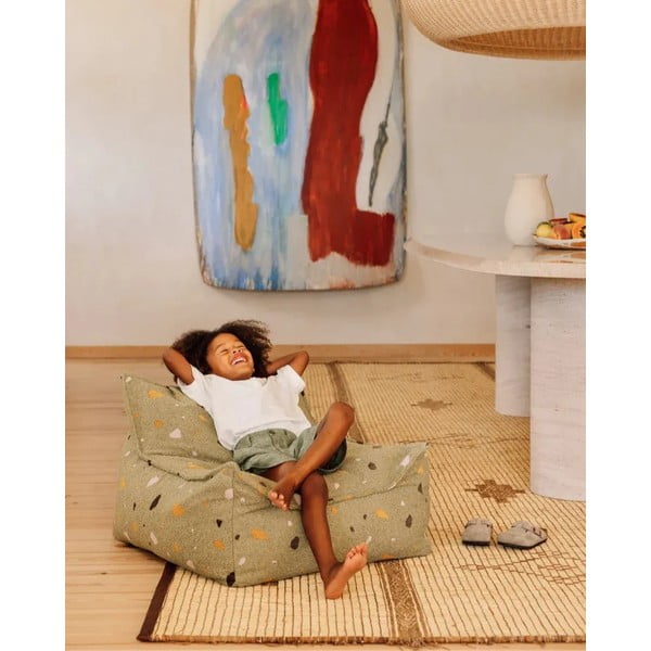 Zelený detský sedací vak z textílie buklé/ženilkový Terrazzo Chair – Wigiwama-image-2