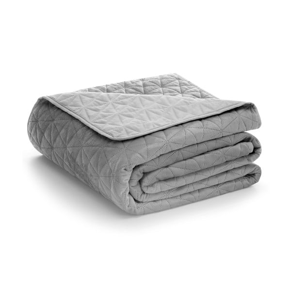 Svetlosivý zamatový prešívaný pléd 260x280 cm Laila – AmeliaHome