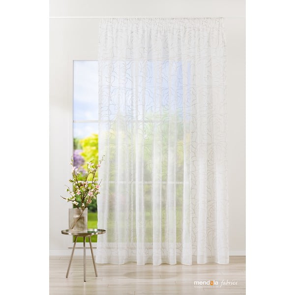 Bielo-sivá záclona 140x245 cm Amanda – Mendola Fabrics-image-1