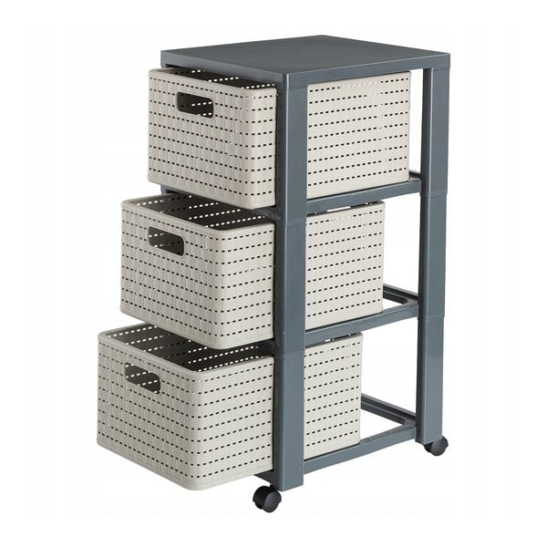 Sivý plastový kúpeľňový regál 32,5 x71 cm Country – Rotho-image-2