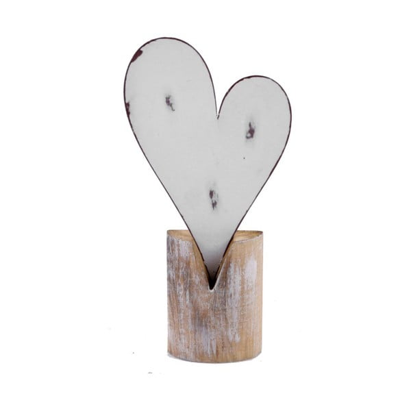 Malá kovová dekorácia na drevenom podstavci s motívom srdca Ego Dekor, 11 × 22 cm