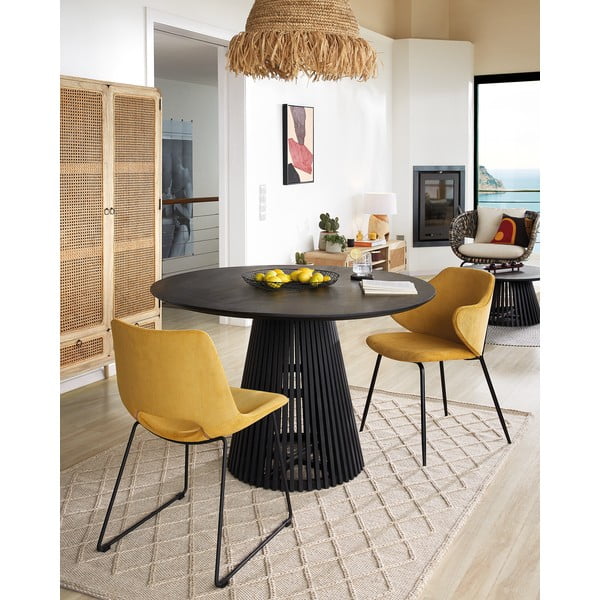 Čierny okrúhly jedálenský stôl z masívu mindi ø 120 cm Jeanette – Kave Home-image-4