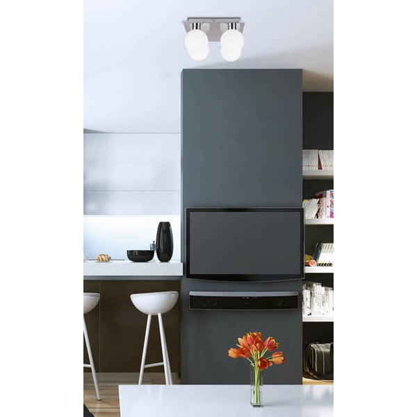 Stropné svietidlo v striebornej farbe so skleneným tienidlom 25x25 cm Oden - Candellux Lighting-image-1