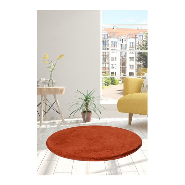Tehlovočervený koberec Milano, ⌀ 90 cm