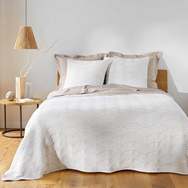 Biela/béžová súprava prikrývky a obliečky na vankúš jersey 220x240 cm Cassandra – douceur d'intérieur-image-1