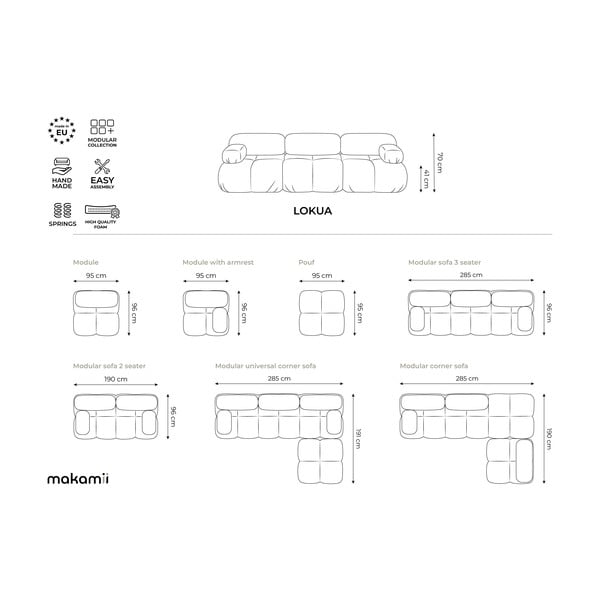 Béžová zamatová modulárna podnožka Lokua – Makamii-image-4