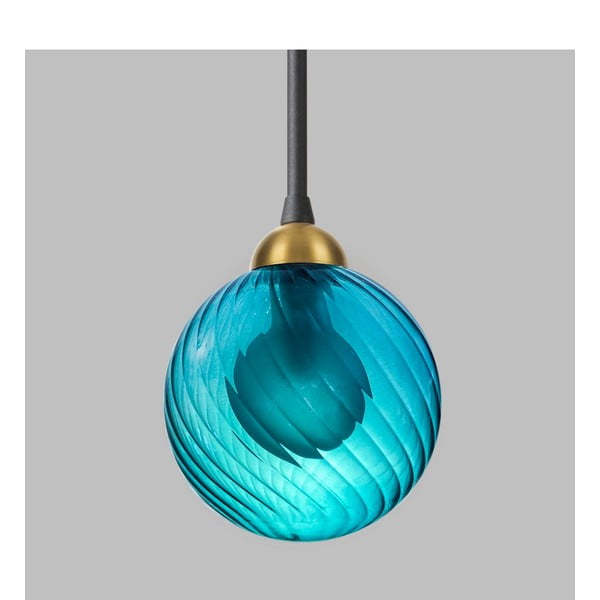 Modré závesné svietidlo so skleneným tienidlom ø 12 cm Twister – Squid Lighting-image-3