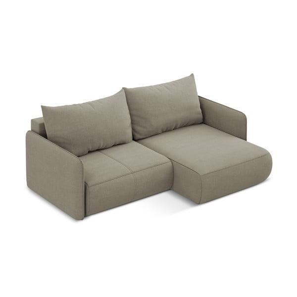 Béžová rozkladacia/s úložným priestorom rohová pohovka (pravý roh) Nanea – Makamii-image-4