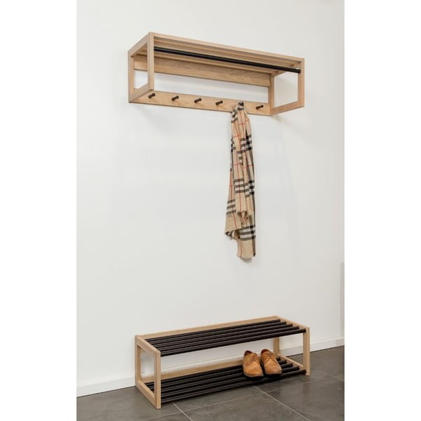 Čierna/prírodná kovová polica na topánky – Woodman-image-1