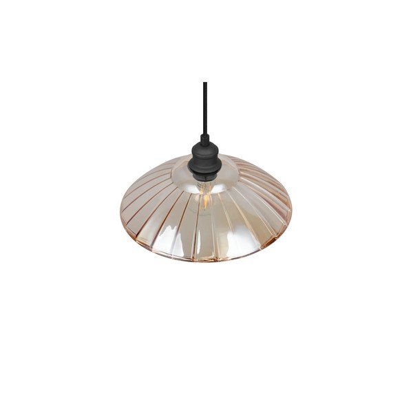 Čierne/jantárové kovové závesné svietidlo so skleneným tienidlom ø 29,5 cm Eluna – Reality-image-4