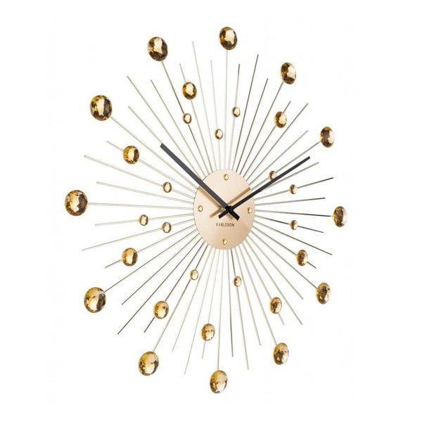 Nástenné hodiny z krištáľu zlatej farby Karlsson Sunburst-image-1