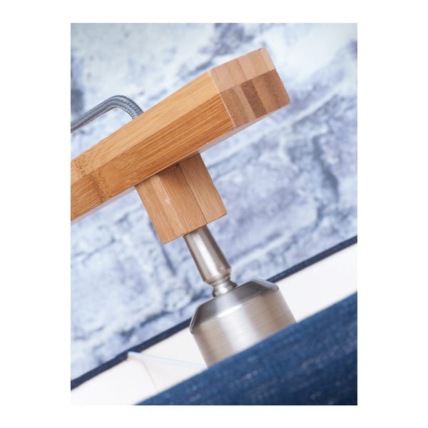 Stojacia lampa s bielym tienidlom a konštrukciou z bambusu Good&Mojo Himalaya-image-1