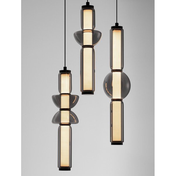 Sivé sklenené LED závesné svietidlo so stmievačom ø 38 cm Ulon – Nova Luce-image-1