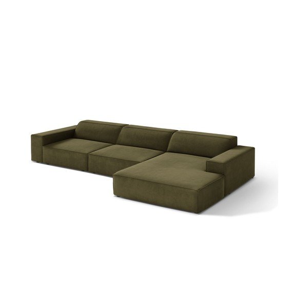 Khaki zamatová modulárna rohová pohovka (pravý roh/s leňoškou) Jodie – Micadoni 