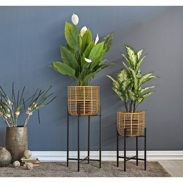 Súprava 2 ratanových stojanov na kvetináč Mauro Ferretti, výška 90 cm-image-1