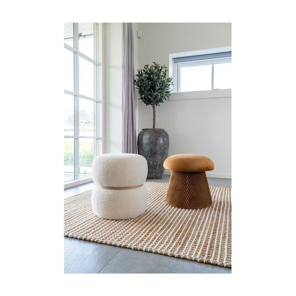 Biely taburet z textílie buklé Milford – House Nordic-image-1