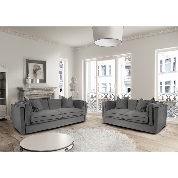 Sada dvoch antracitových pohoviek pre dvoch a pre troch Rodier Organdi-image-1