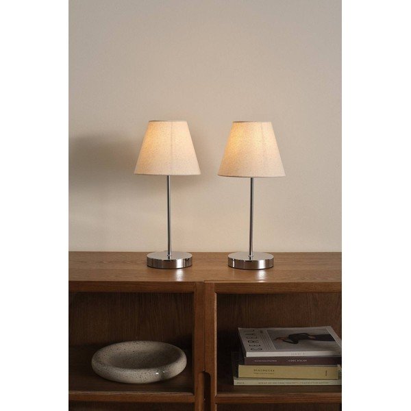 Béžová/v lesklej striebornej farbe látková stolová lampa (výška  39 cm) Lasse – Jotex-image-1