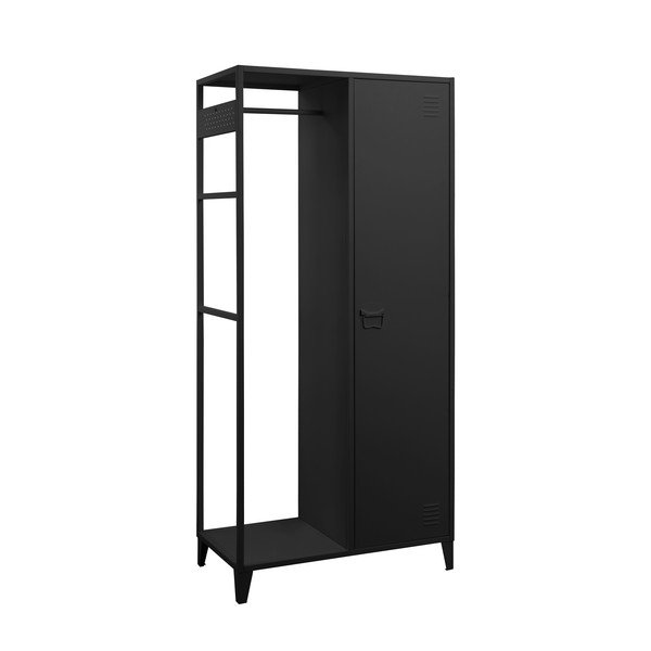 Čierna otvorená kovová šatníková skriňa 80x175 cm Salino – Støraa-image-1
