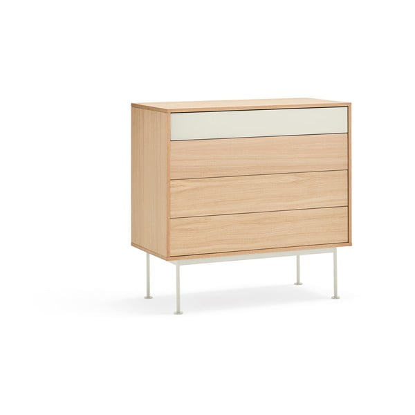 Krémovobiela komoda v dubovom dekore so zásuvkami Teulat Yoko-image-3