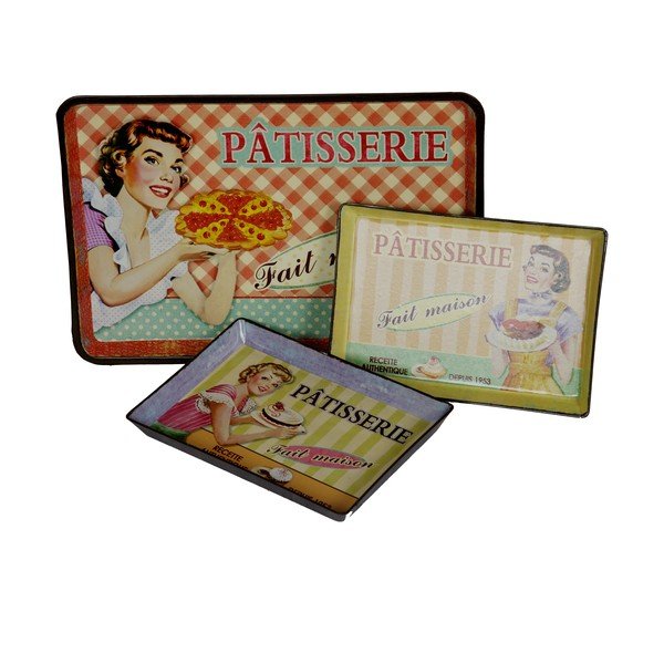 Sada 3 retro podnosov Antic Line Patisserie