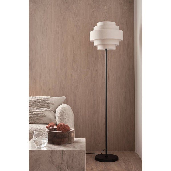 Matne čierna/béžová látková stojacia lampa (výška  145 cm) Miguel – Ellos Home-image-2