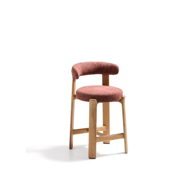 Barová stolička z jaseňového dreva v terakotovej farbe/v svetlo prírodnej farbe (výška sedadla 65 cm) Granite – Kave Home