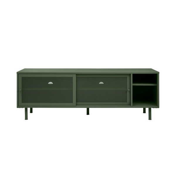 Tmavozelený kovový TV stolík 160x55 cm Veep – Unique Furniture