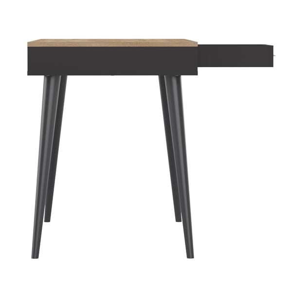 Čierny pracovný stôl s doskou v dekore duba 134x59 cm - TemaHome -image-3